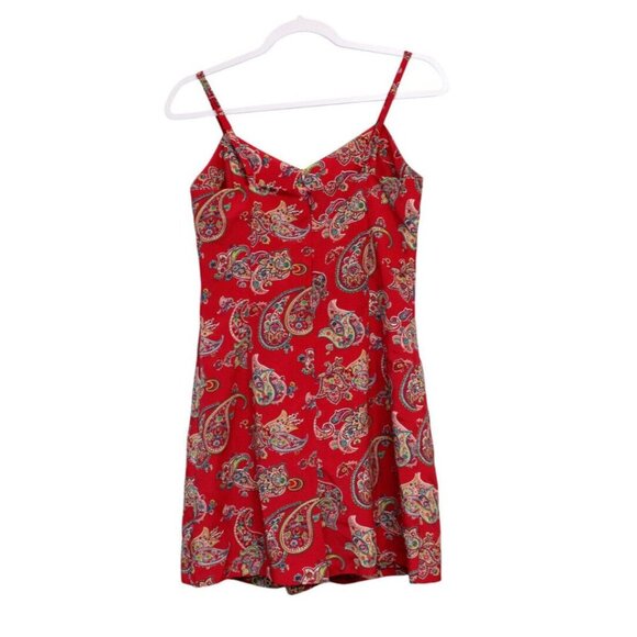 Y2K Express Mini Dress Romper Size 6 Colorful Paisley Retro Spaghetti Strap - Picture 1 of 13